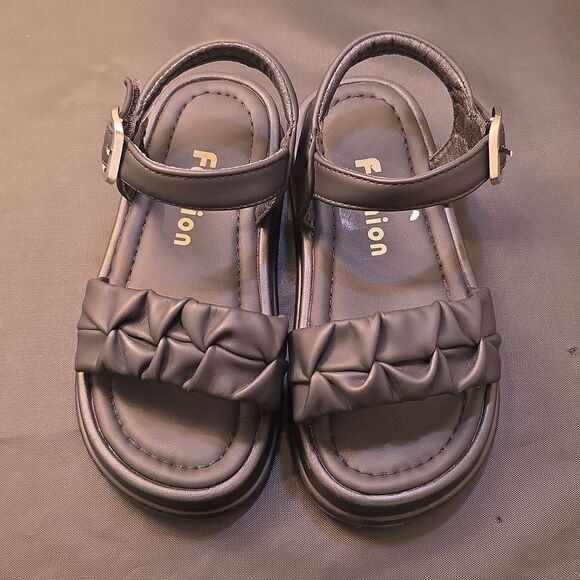 FASHION GIRLS' LIGHTWEIGHT SKIN-FRIENDLY CASUAL KIDS STYLE  FOLD DETAIL SANDAL - Picture 6 of 15